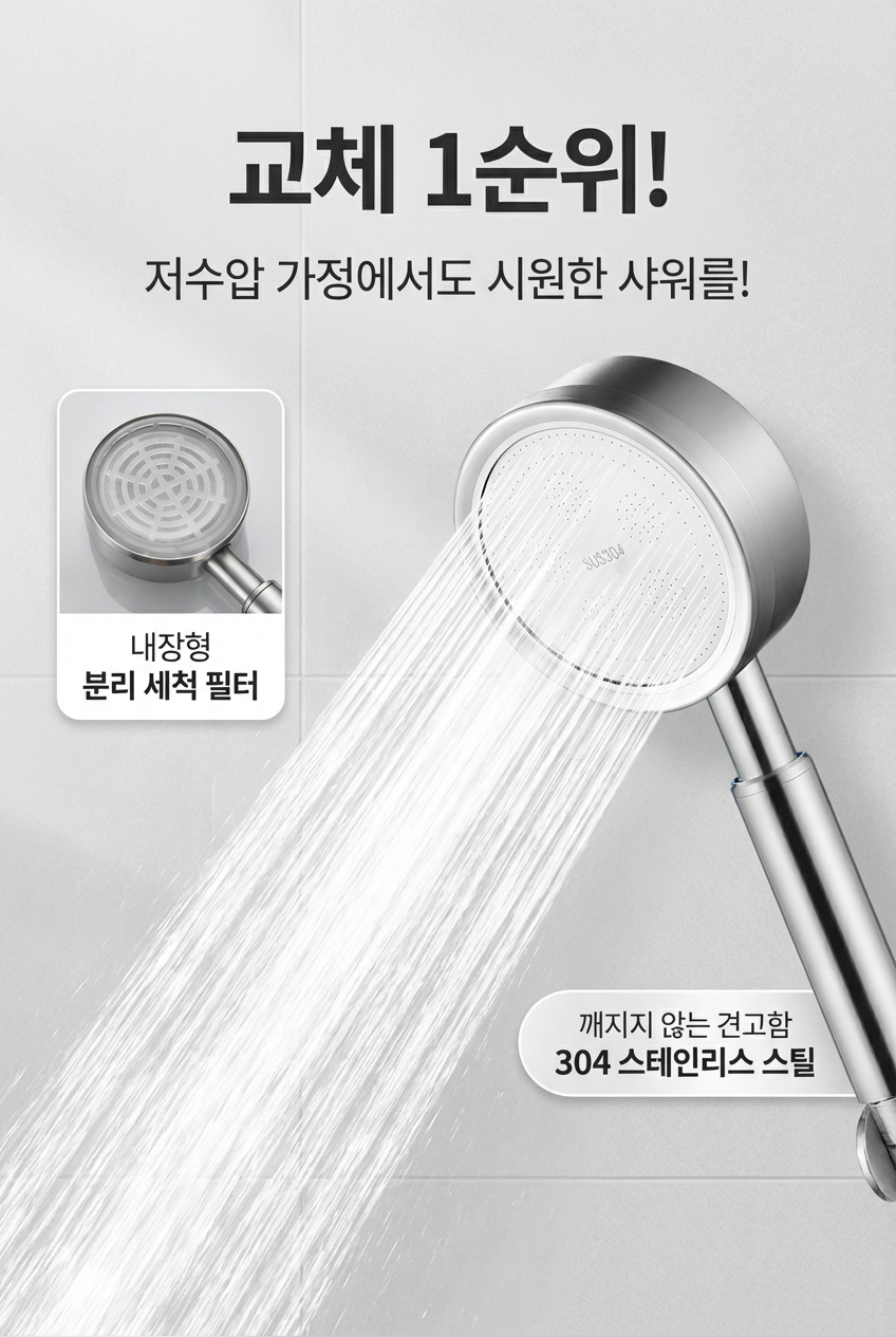 상품코드 : DUM002 스텐304 부스터 샤워기