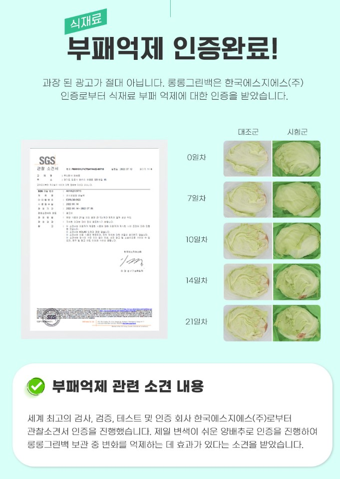 상품코드 : ASL003 저장혁명 신선보관 마법 롱롱그린백