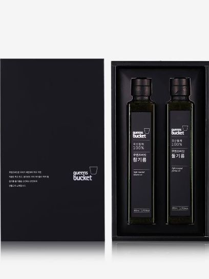 [쿠엔즈버킷] 참기름 x 들기름 200ml 2종세트 + 쇼핑백 (백화점 판매용)