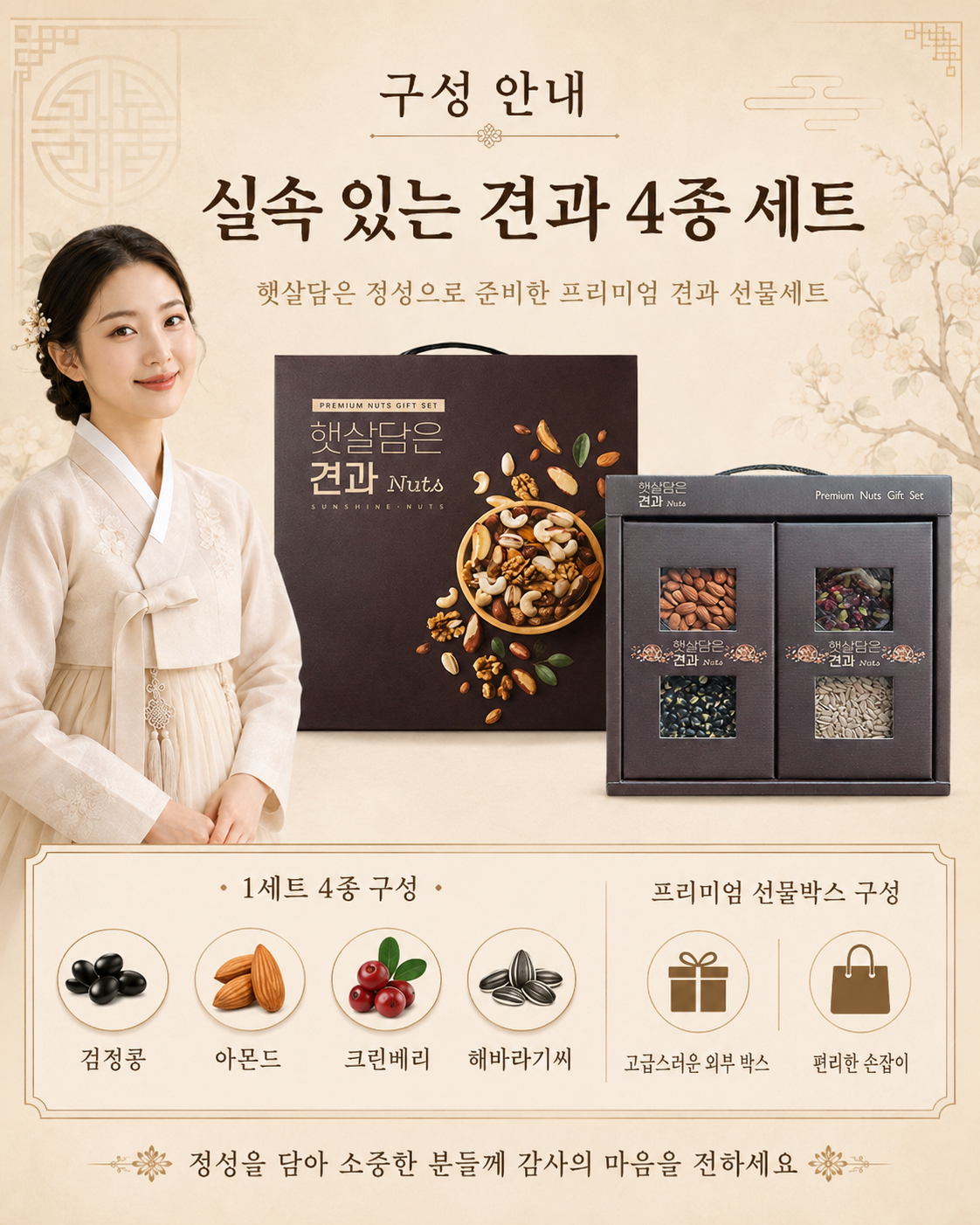 상품코드 : HAS079 햇살담은 실속견과 4종 선물세트