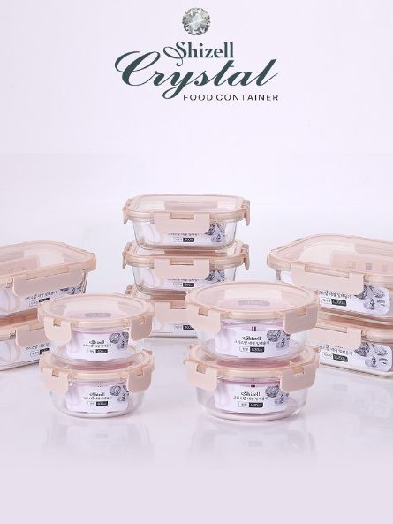 [쉬젤] 크리스탈 내열밀폐용기 혼합11종세트 직사각2종(직사각1050ml*2ea)+ 직사각5종(직사각640ml*2ea+400ml*3ea)+ 원형4종(원형400ml*2ea+620ml*2ea)