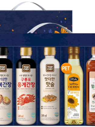[탑셰프] 정성나눔5종세트(전복간장,홍게간장,맛술,해바라기유,멸치육수)