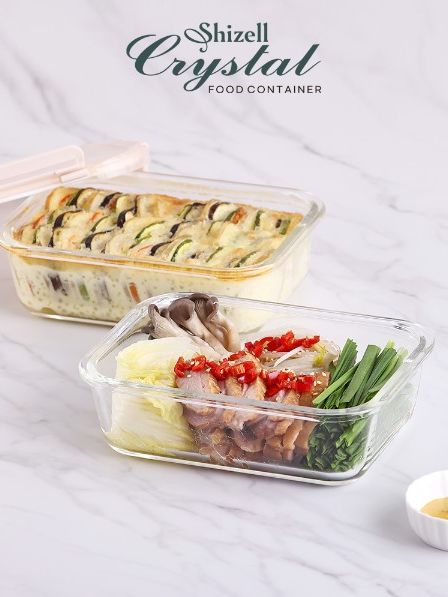 [쉬젤] 크리스탈 내열밀폐용기 직사각2종세트 (직사각1050ml*2ea)