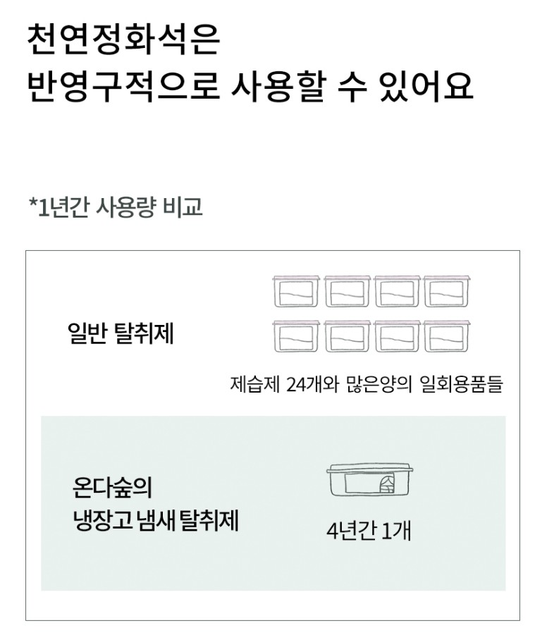 온다숲 반영구 숯10배 냉장고탈취제 300g