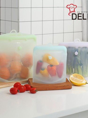 [디라이프] 실리콘 지퍼백 3종 (S 500ml+M 1,000ml+L 1,500ml)