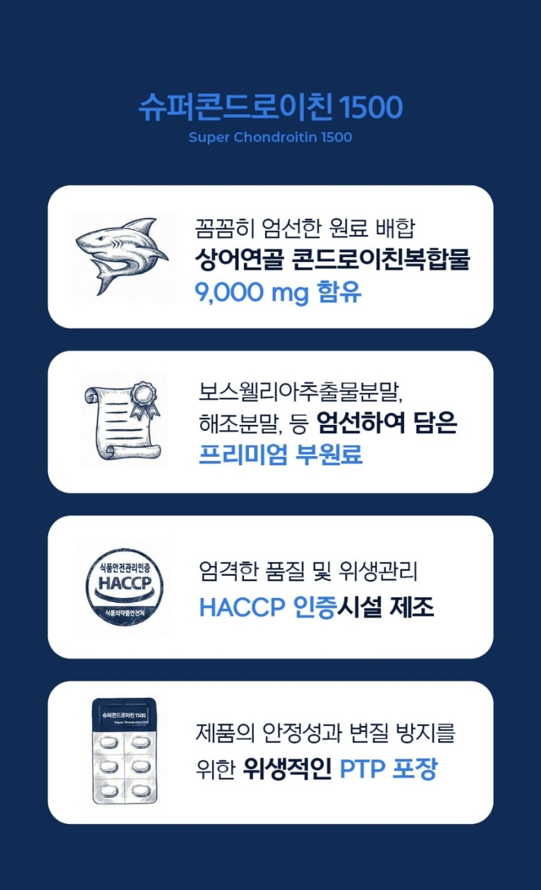 상품코드 : MH001 삼성바이오헬스 슈퍼콘드로이친 1500 (600mg x 30정)