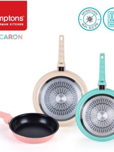 [햄튼] 99.9%항균 마카롱 IH후라이팬 3종세트(3P) 22CM(원형팬)+26CM(원형팬)+28CM(원형팬)