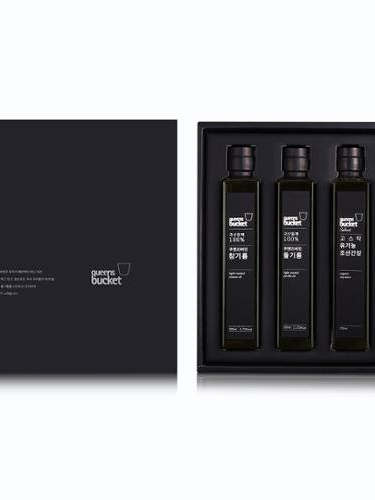 [쿠엔즈버킷] 참기름 x 들기름 x 조선간장 200ml 3종세트 + 쇼핑백 (백화점 판매용)