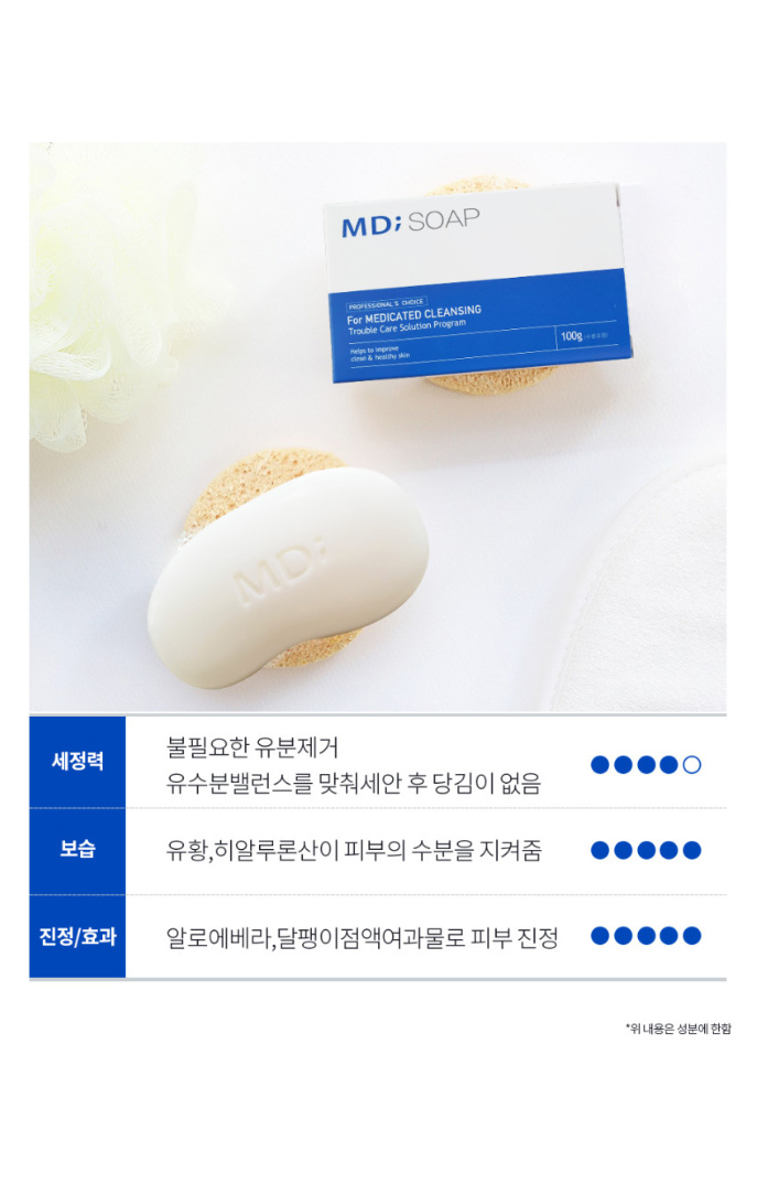 상품코드 : MM008 문제성피부 유황+BHA 함유 엠디아이솝 비누 100g