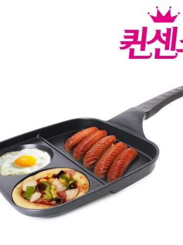 [퀸센스] 모아 3구 인덕션IH 사각 나눔계란팬 사각27cm