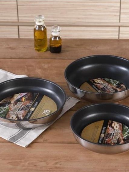[리빙아트] 에머 스텐레스 IH 후라이팬 3종(코팅)(24cm팬 + 28cm팬 + 28cm 궁중팬)