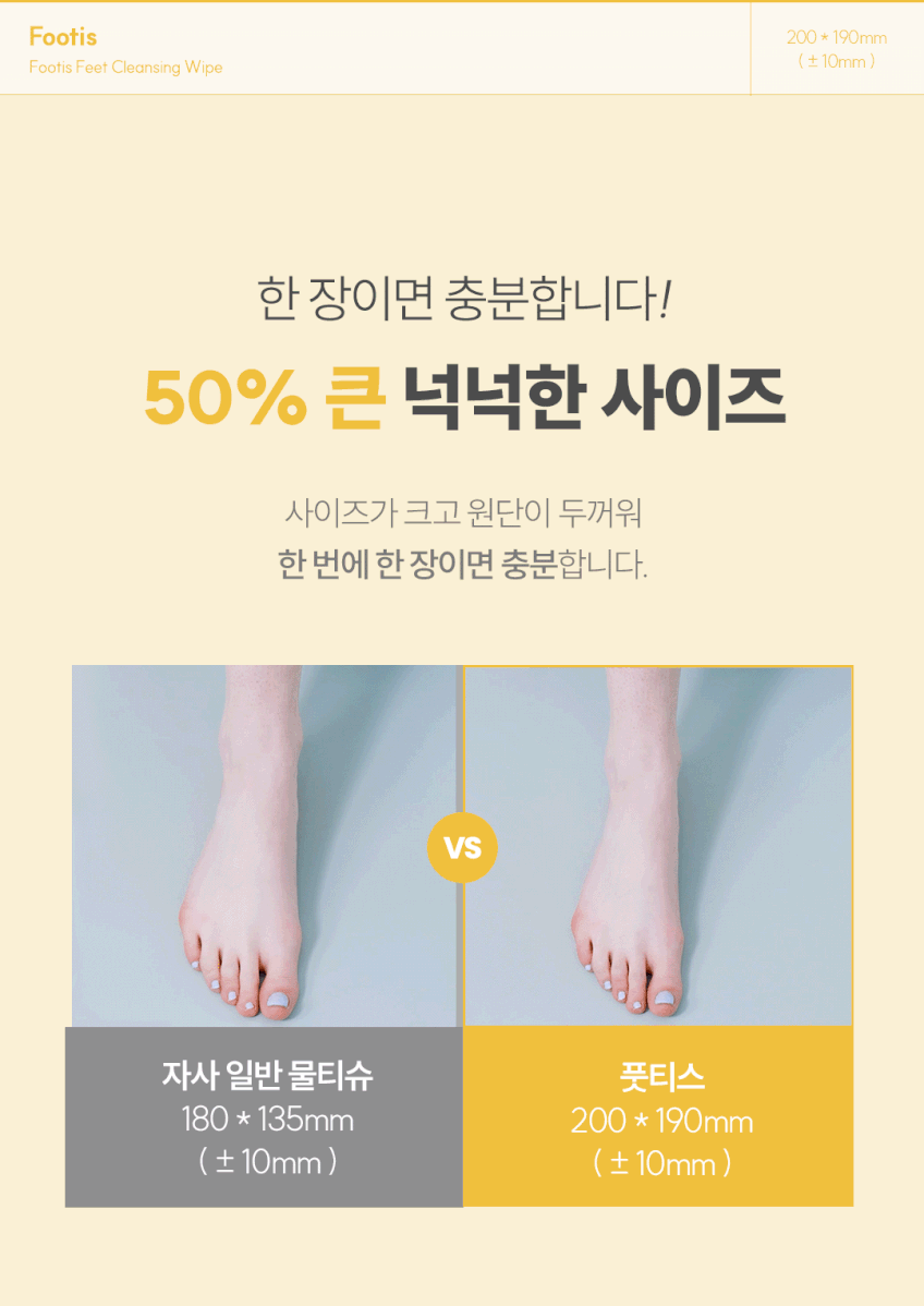 상품코드 : CO001 풋티스 발관리 풋케어 티슈 5개입
