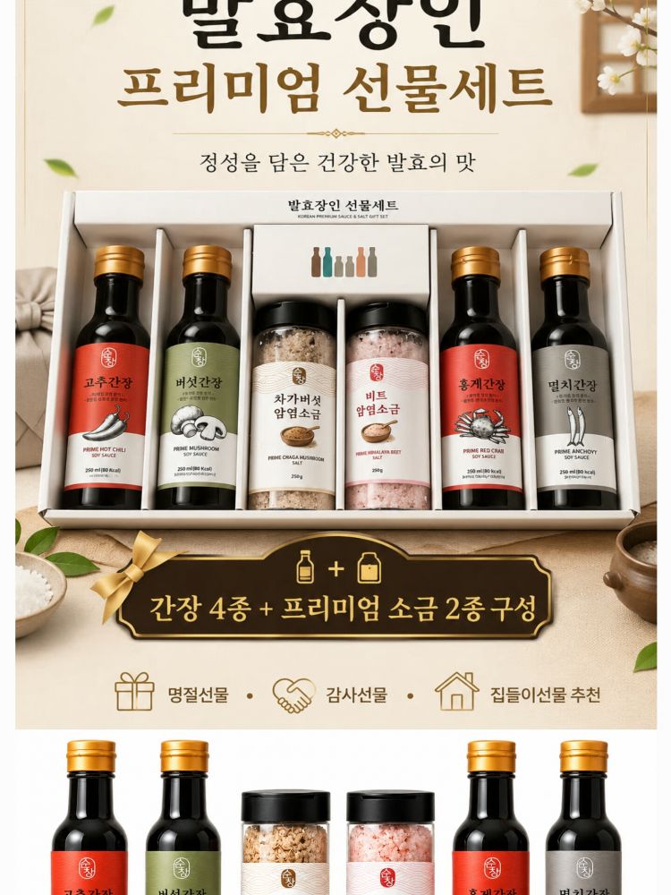 순창 발효장인 6종 프리미엄 소스 & 소금 선물세트