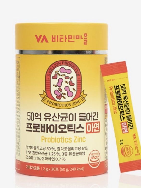 [비타민마을] 50억 유산균이 들어간 프로바이오틱스 아연  2gX30포