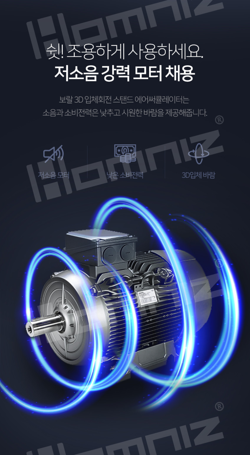 상품코드 : H3873 [보랄] 3D 입체회전 스탠드 에어 서큘레이터 선풍기 (HNZ-SC403)