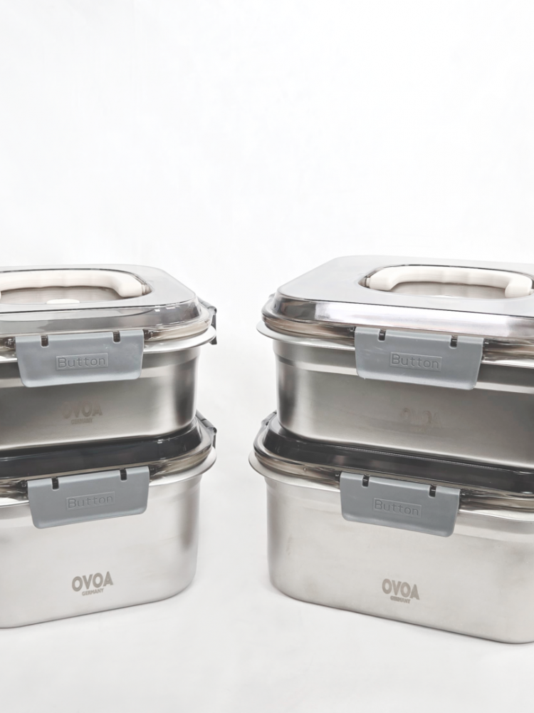 [오보아] 스텐304 만능저장고 밀폐용기세트 3000ml+4000ml