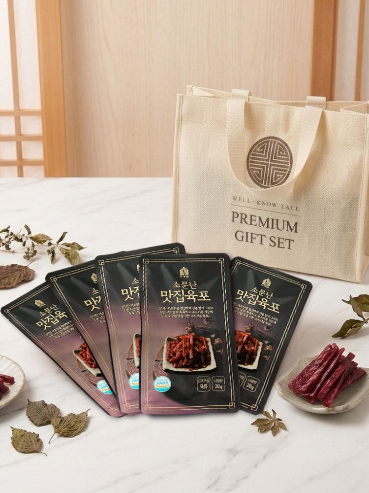 줄서서 먹는 소문난 맛집 육포 부직포가방 선물세트 (20g X10)