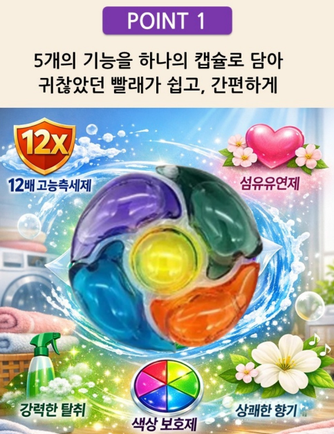 상품코드 : GLB062 벨라 5in1 고농축 캡슐 세탁세제