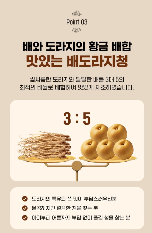 상품코드 : CND003 국내산 맛있는 배도라지청 250g