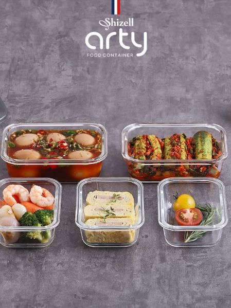 [쉬젤] 아티 내열용기 직사각5종세트 (직사각400ml*3ea+640ml*2ea)