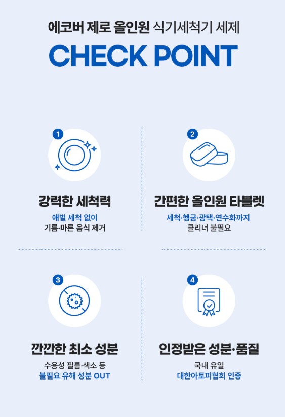 상품코드 : EC003 에코버 제로 올인원 식기세척기세제 무향 25개입