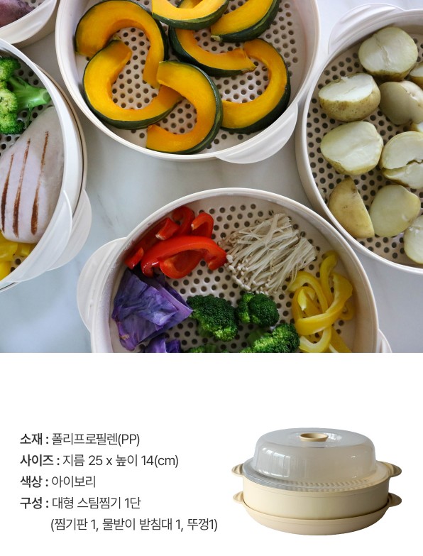 상품코드 : NDN001 전자레인지용 스팀 찜기 1단 세트