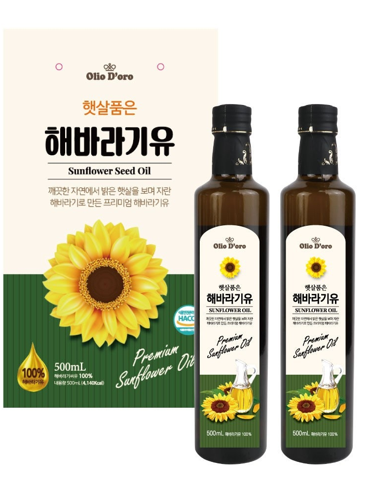 [웰크리] 햇살품은 해바라기씨유 (유리) 500ml 2p