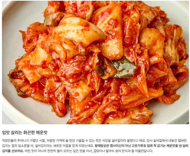 상품코드 : HAN002 왕애밥상 매운실비김치 500g