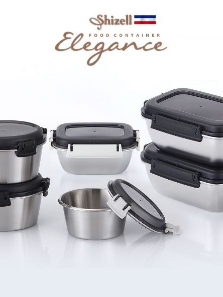 [쉬젤] 엘레강스 푸드컨테이너 종합6종세트 (원형 350ml-1EA / 550ml-2EA 사각 550ml-1EA / 850ml-2EA)