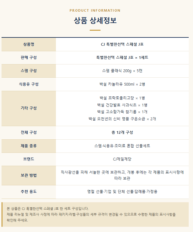 상품코드 : HAS081 CJ 스페셜 J호 선물세트