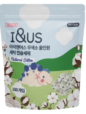 아이앤어스 무색소 저자극 초고농축 캡슐세제(내츄럴 코튼향), 100개입