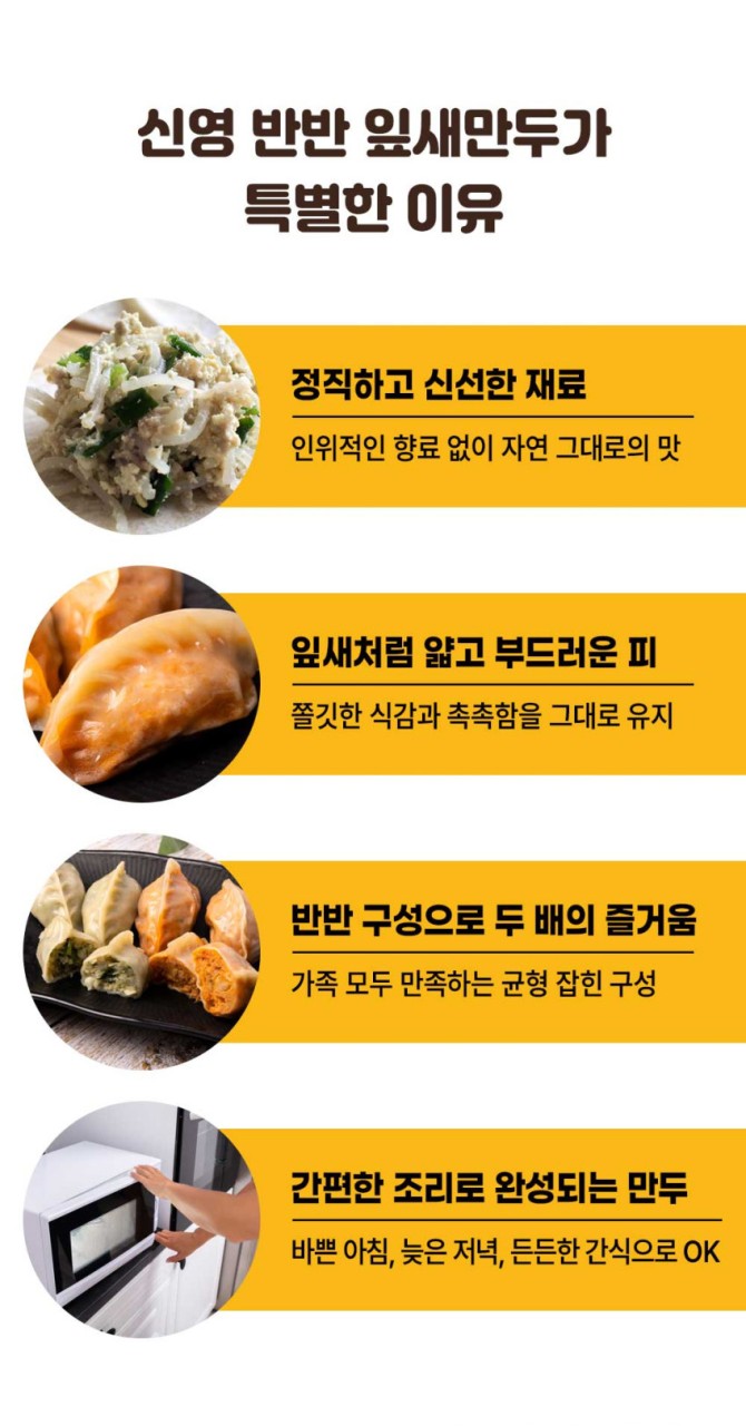 상품코드 : GRS003줄서서 먹던 신영시장 신영 반반잎새만두 542g (고기/김치)