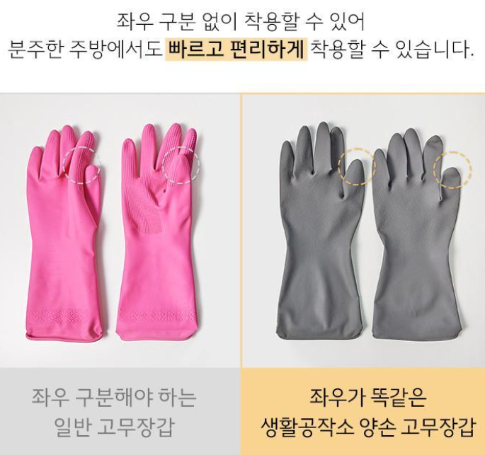 생활공작소 양손형 라텍스 고무장갑 M 그레이 3입(6개)