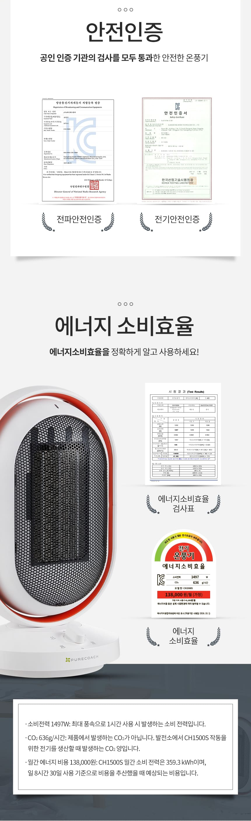 상품코드 : H3699 상하좌우 PTC 미니 전기 온풍기 (CH1500S)